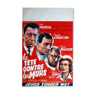 Original movie poster "Head against the walls" Georges Franju