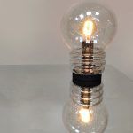 Lampe de table en verre bulle vintage Herbert Proft Glashutte Limburg