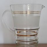 Glass carafe set with gilding and marbling, with 6 associated glasses