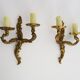Old pair of double-light wall sconces, acanthus leaf. 60s