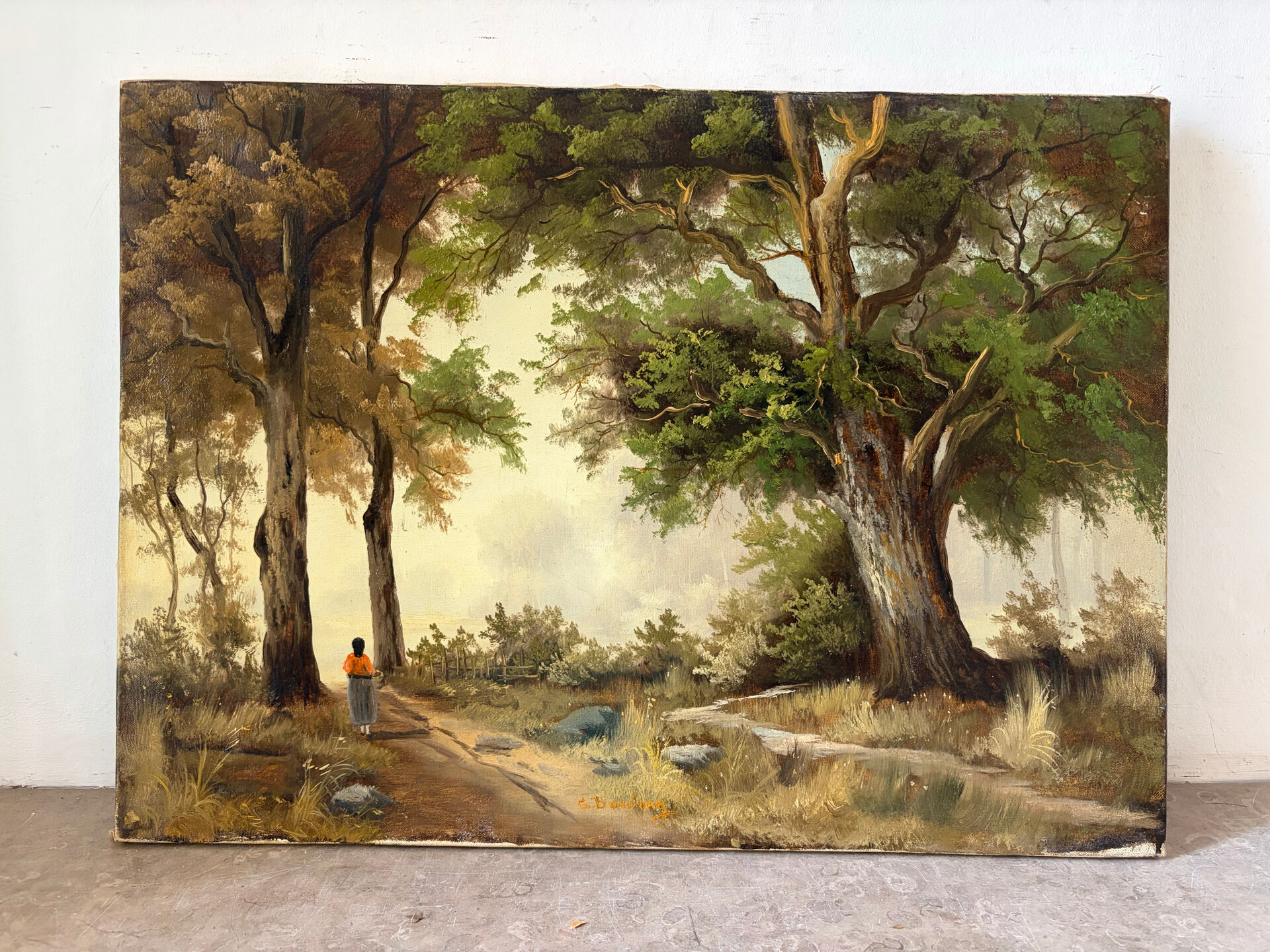 Le grand chêne, huile sur toile signé