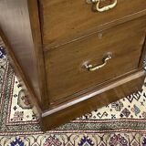 Late 19th century English mahogany desk with pedestals and leather top