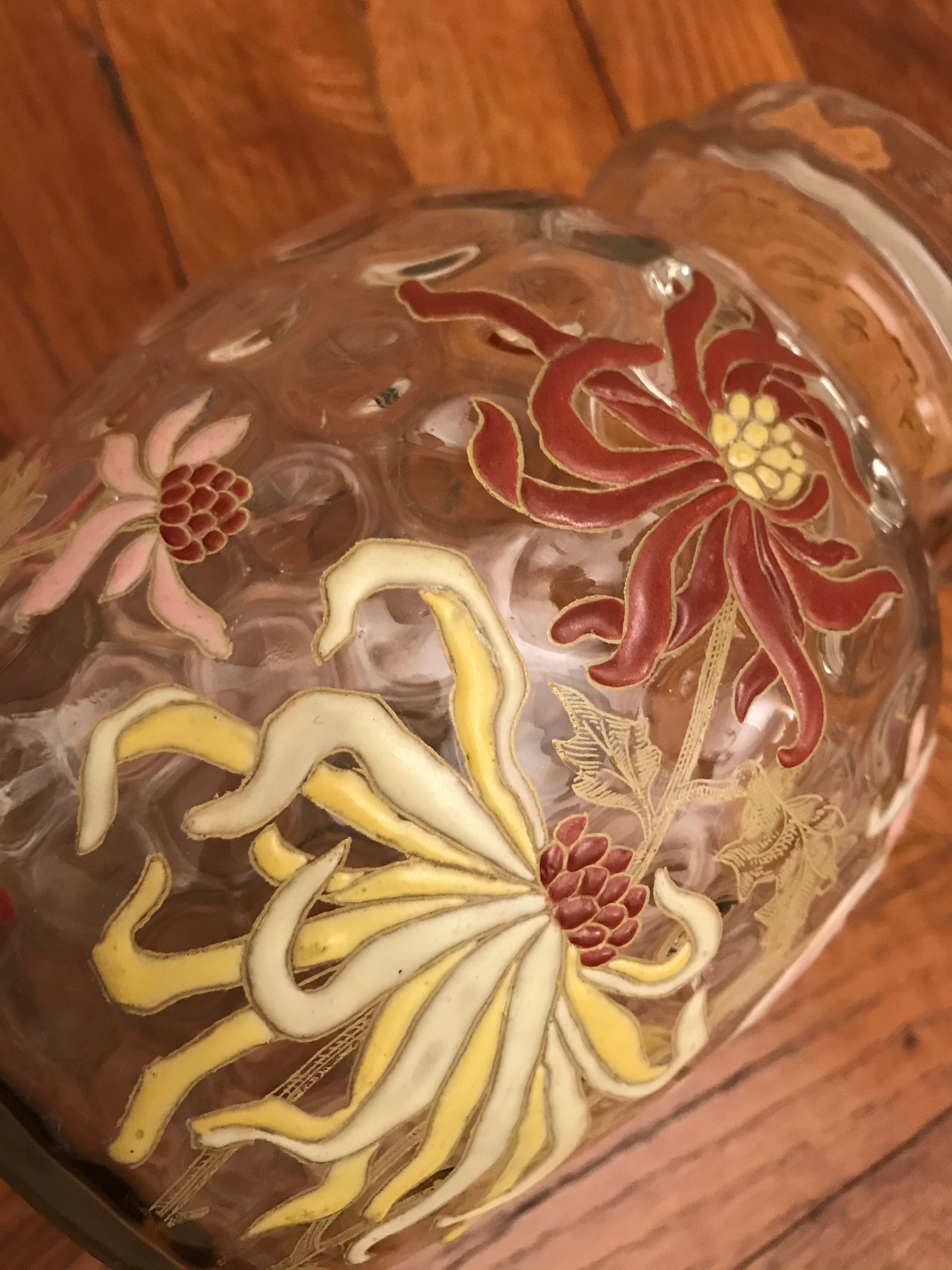 Art Nouveau Legras vase enamelled chrysanthemums