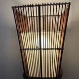 Vintage rattan and raffia floor lamp