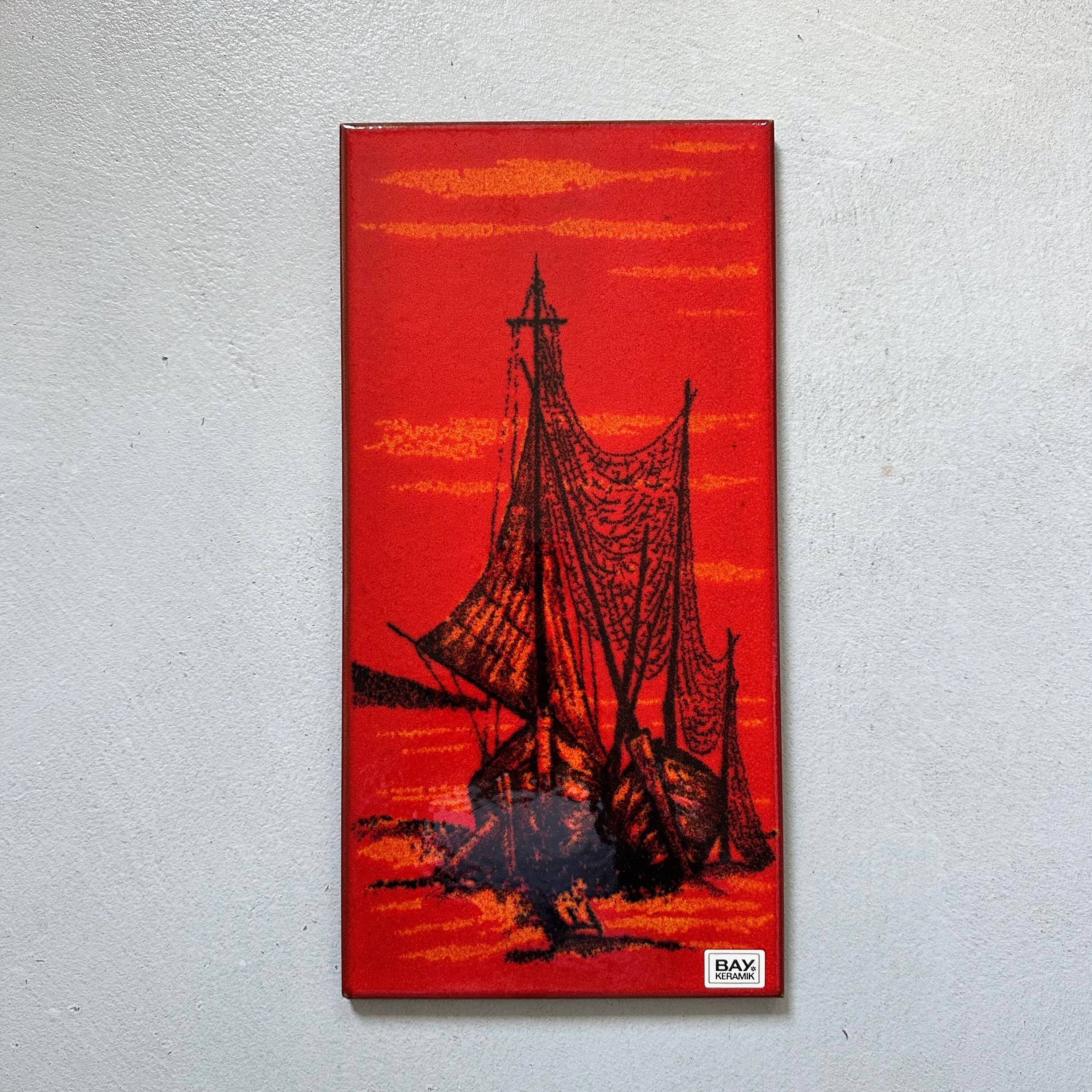 Mid-century wall art, Fat Lava wall plate by Bay Keramik