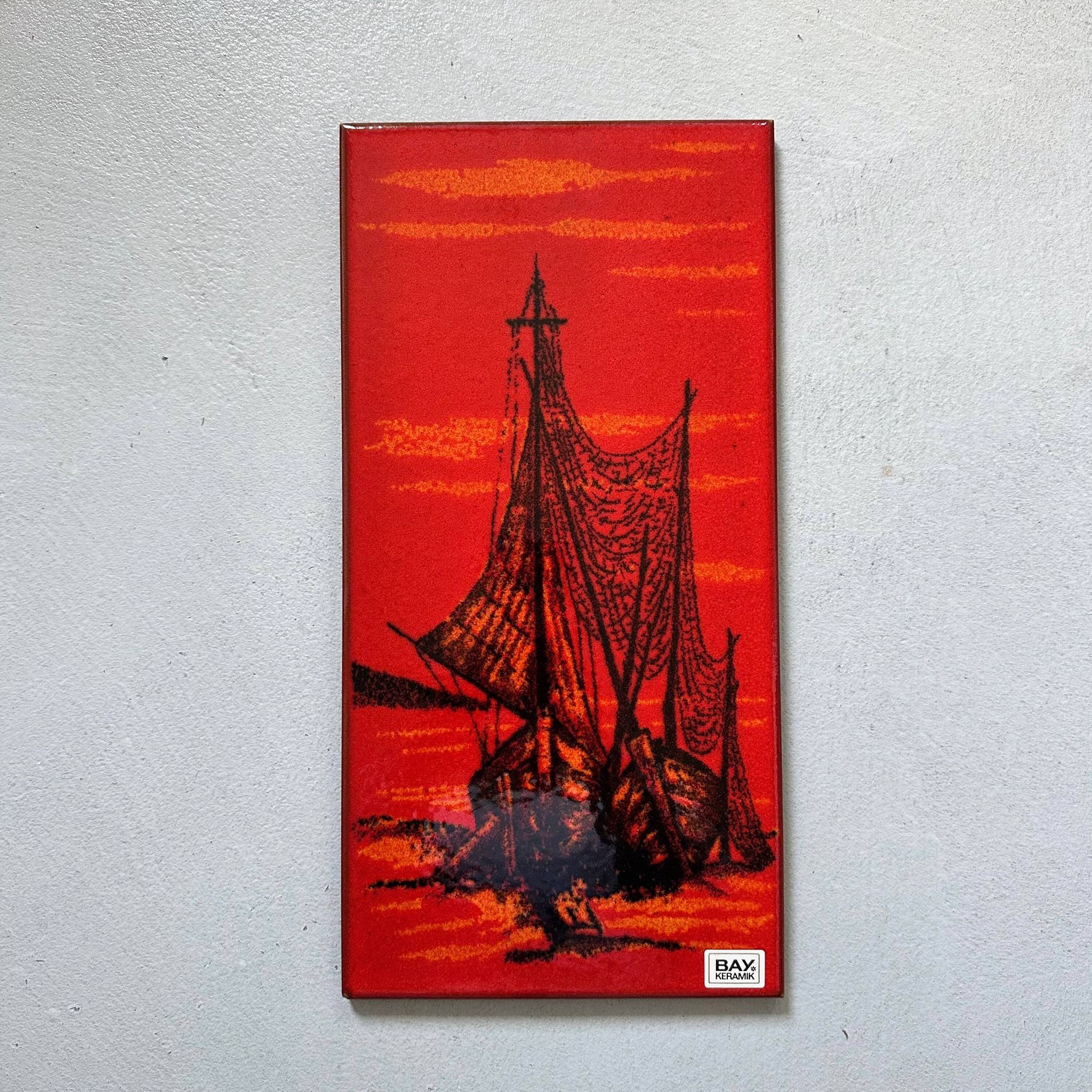 Mid-century wall art, Fat Lava wall plate by Bay Keramik