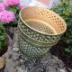 Cache pot green bottle imitation wicker braided / vintage 60s-70s