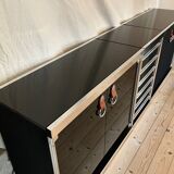 1970s sideboard in chrome and black lacquer
