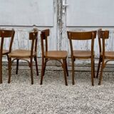 Série Lot de 7 anciennes chaises bistrot en bois