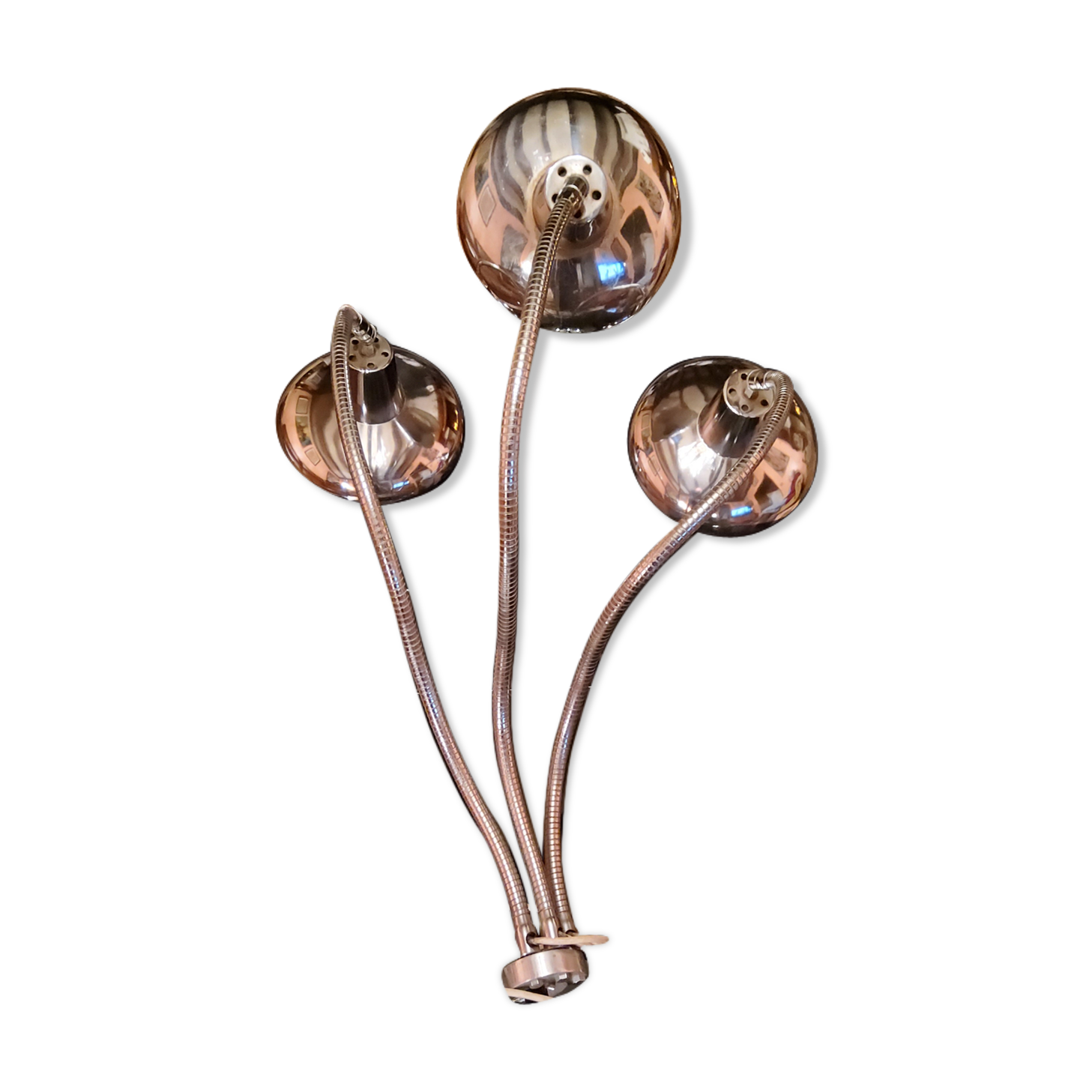 Large chrome lamp of the 70s 3 arm office architect