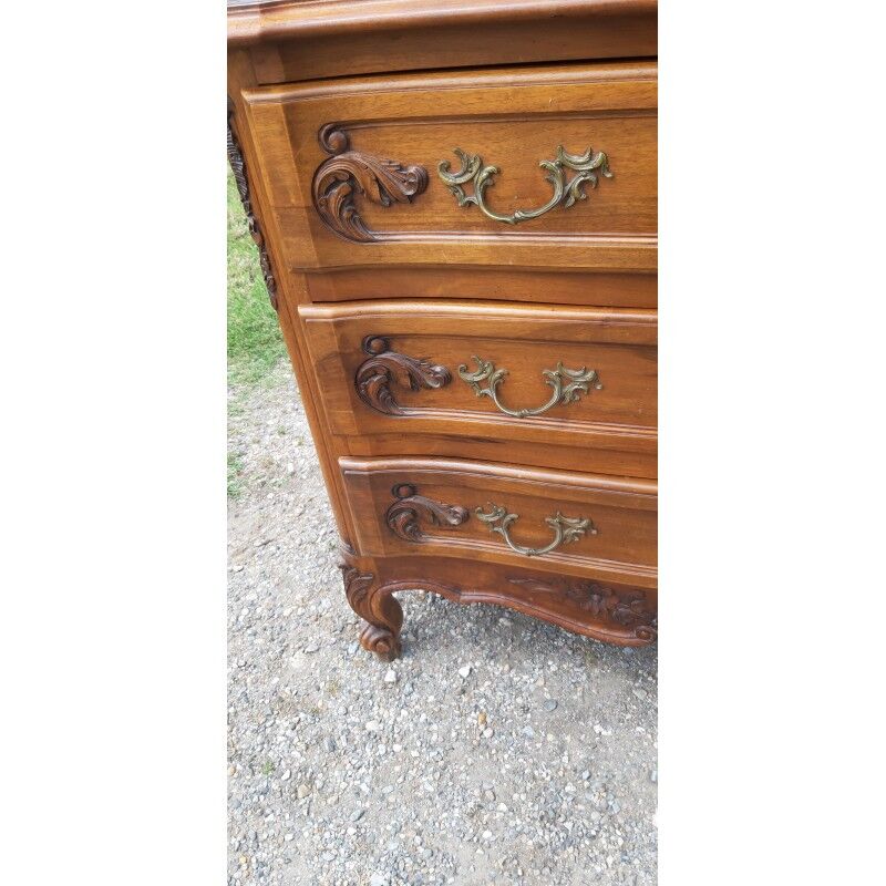19th Century Walnut and Brass Commode, 3 Drawers