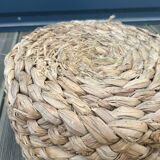 70s woven pouf footstool