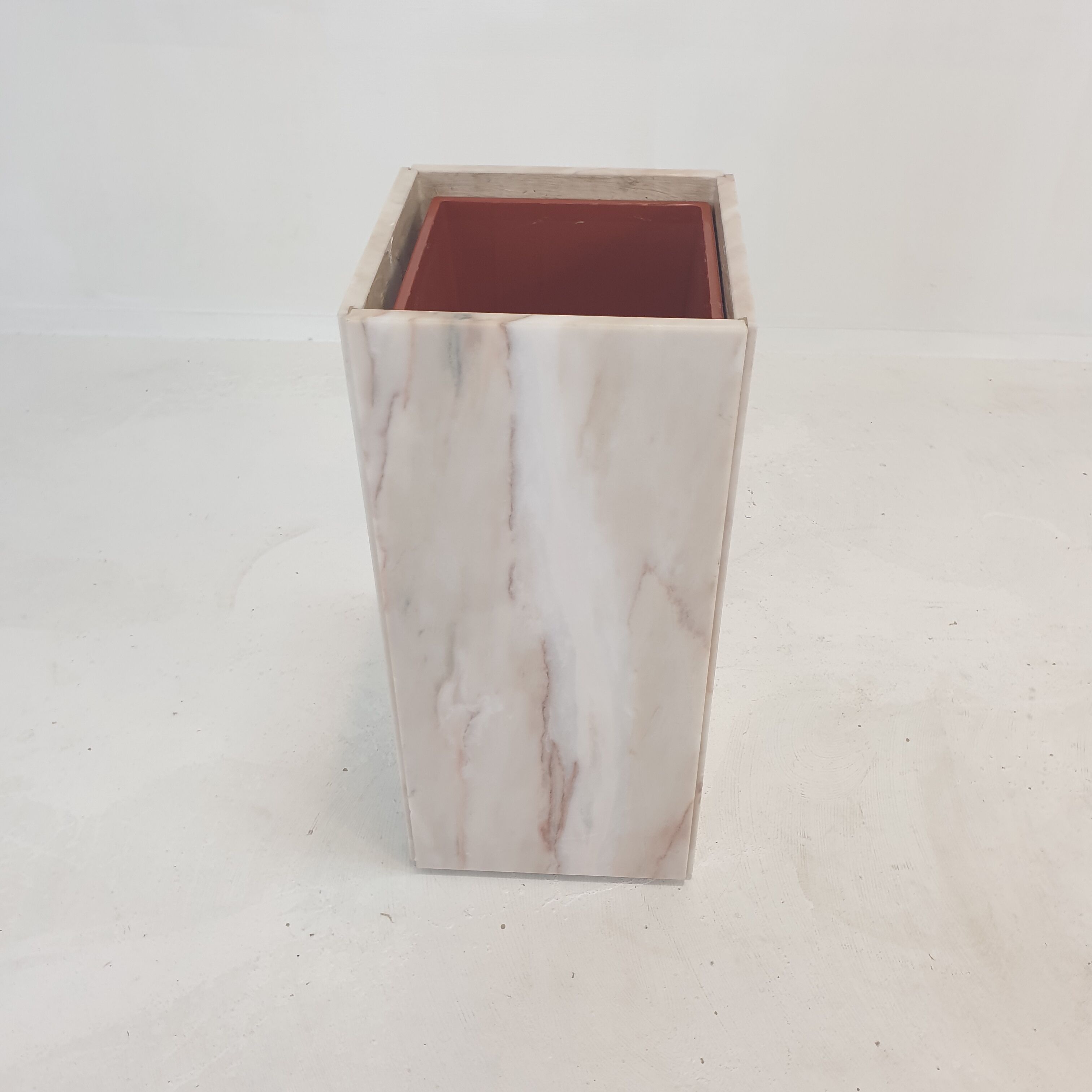 Italian marble planter or pedestal with light, 1970's
