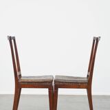 Ensemble de 6 chaises de salle à manger en cuir antiques d'origine néerlandaise