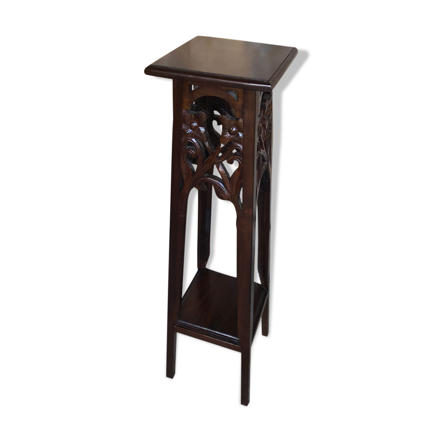 High table silver mahogany carved vintage