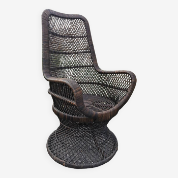 Wicker shell armchair