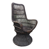 Wicker shell armchair