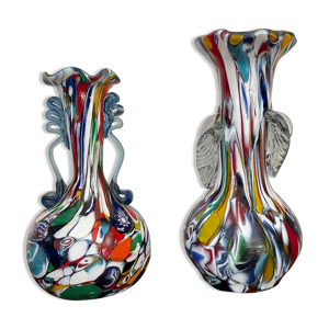 paire de vases  en verre - murano