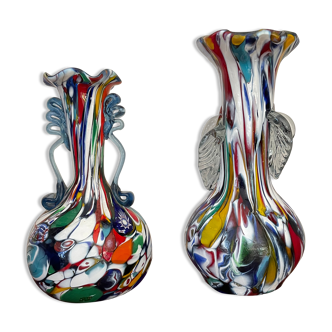 Paire de vases  en verre de Murano