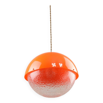 Space Age Italian Orange Acrylic Glass Pendant Lamp, 1970s