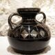 Black and silver glass vase signed hem, michel herman, circa 1930