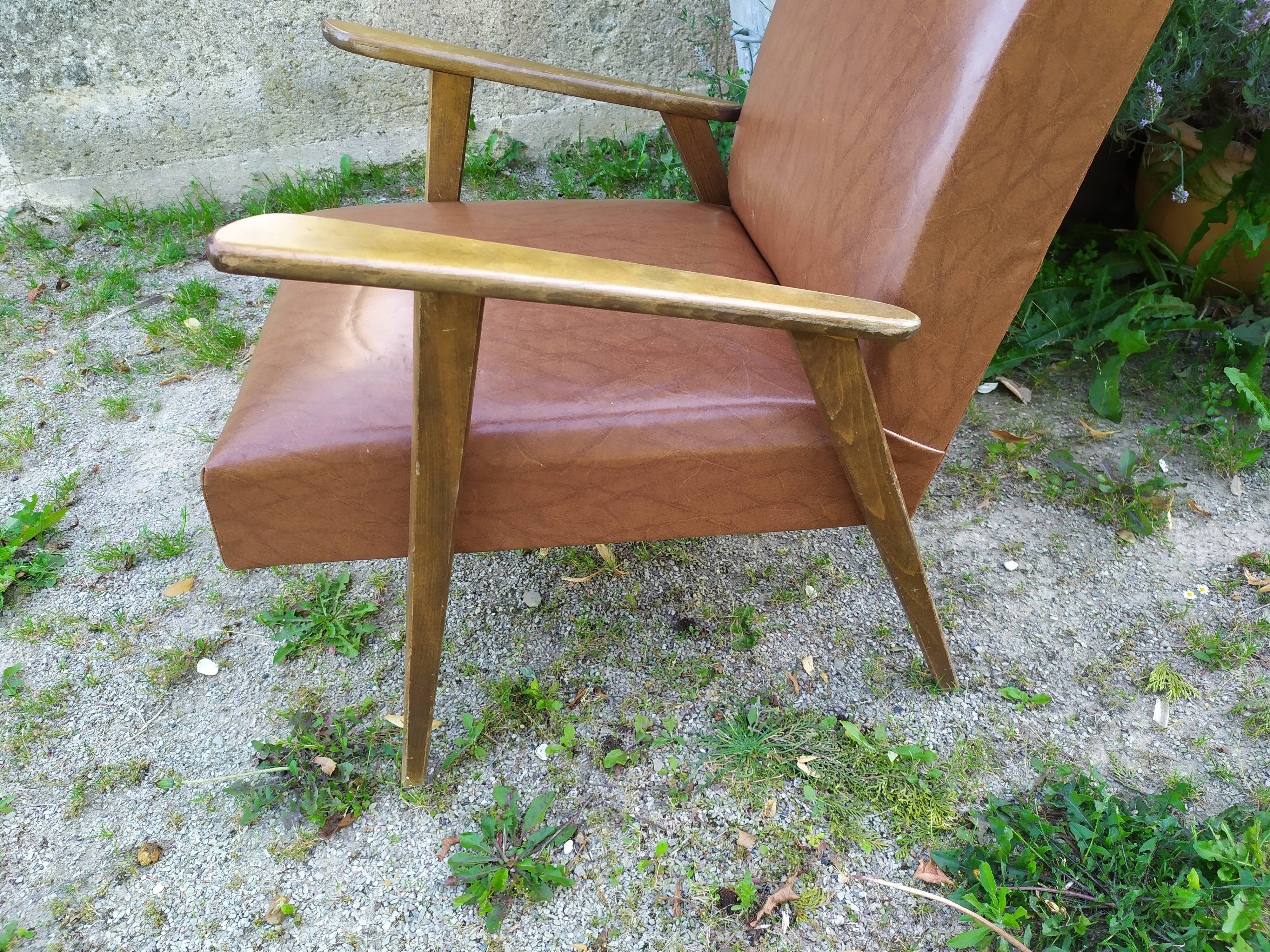 Fauteuil années 50 pieds compas
