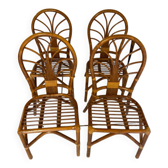 Chaises bambou années 60