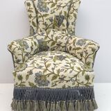 Paire de fauteuils et deux ottomans Art Déco en noyer et velours italiens, 1920