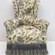 Pair of Art Dèco Italian Walnut and Velvet Armchairs and Two Ottomans, 1920