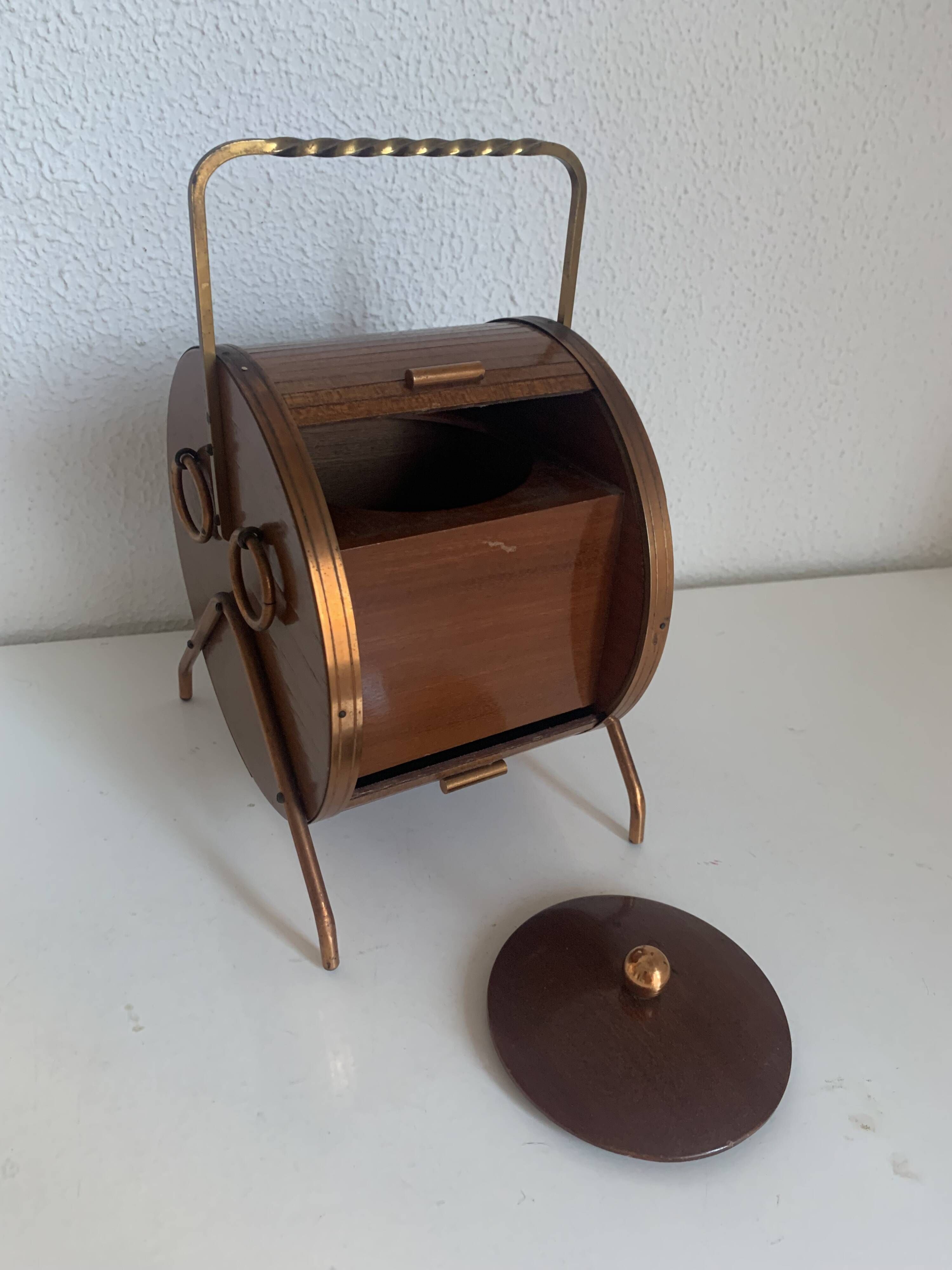 Vintage 1960 tobacco pot snuff box barrel pipe wine - 25 x 14 cm