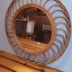 Miroir Soleil vintage en rotin année 1960