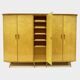 Large vintage mid century modern 5-door XL wardrobe in flamed maple, 1950s