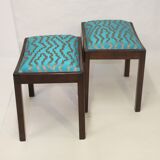 Pair of 50/60 design stools, jacquard fabric.
