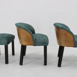 Paire de chaises avec tabouret des années 1940, Italie