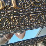Miroir en cuivre repoussé ancien époque Napoléon III