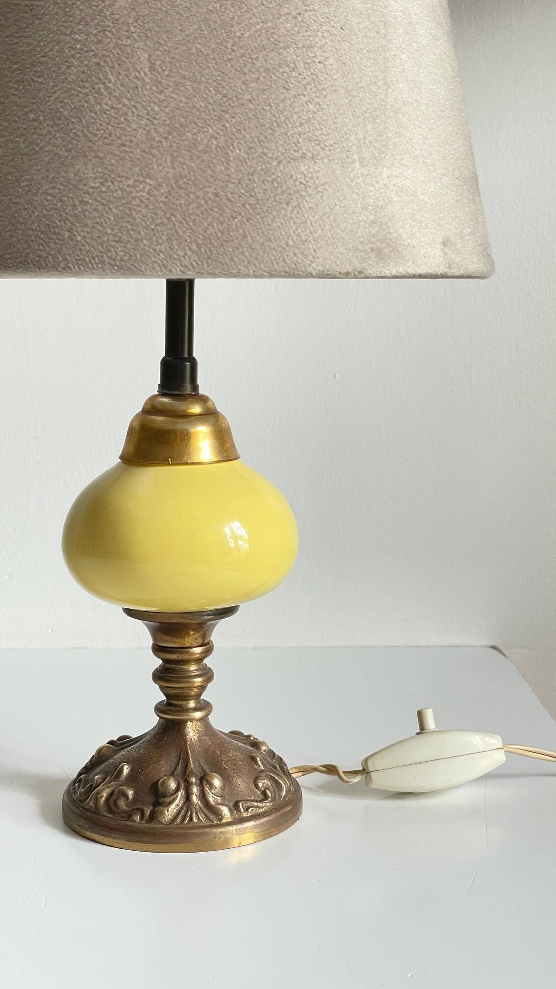 Old ceramic and bronze lamp