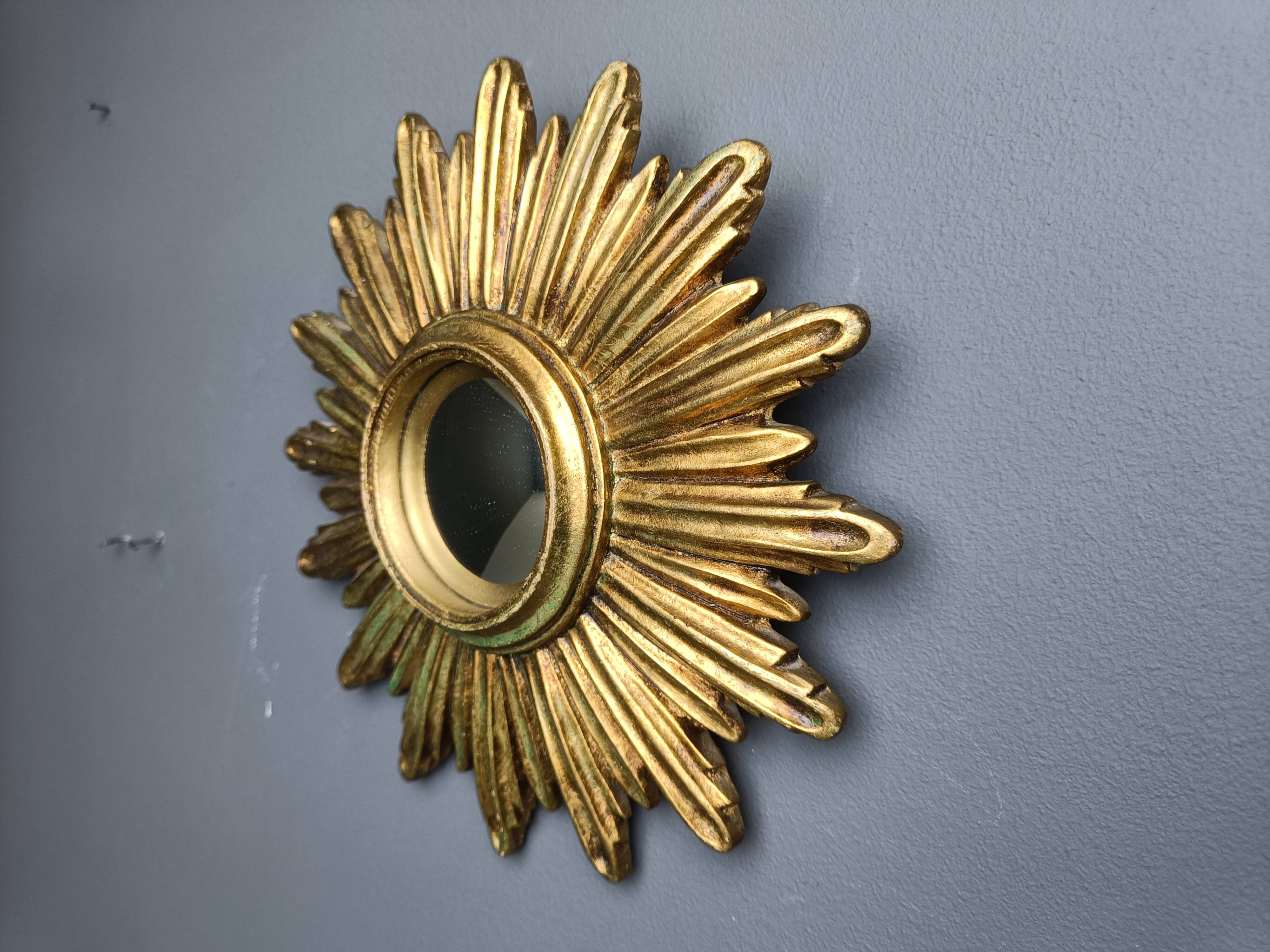 Vintage golden sunburst mirror, 1960s