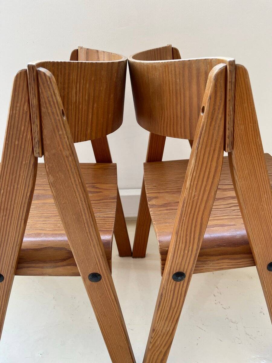 Chaises en bois par Martins Machado, années 1980, ensemble de 2
