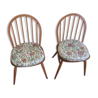 Ercol 1960 windsor dining chairs (pair) - blue label