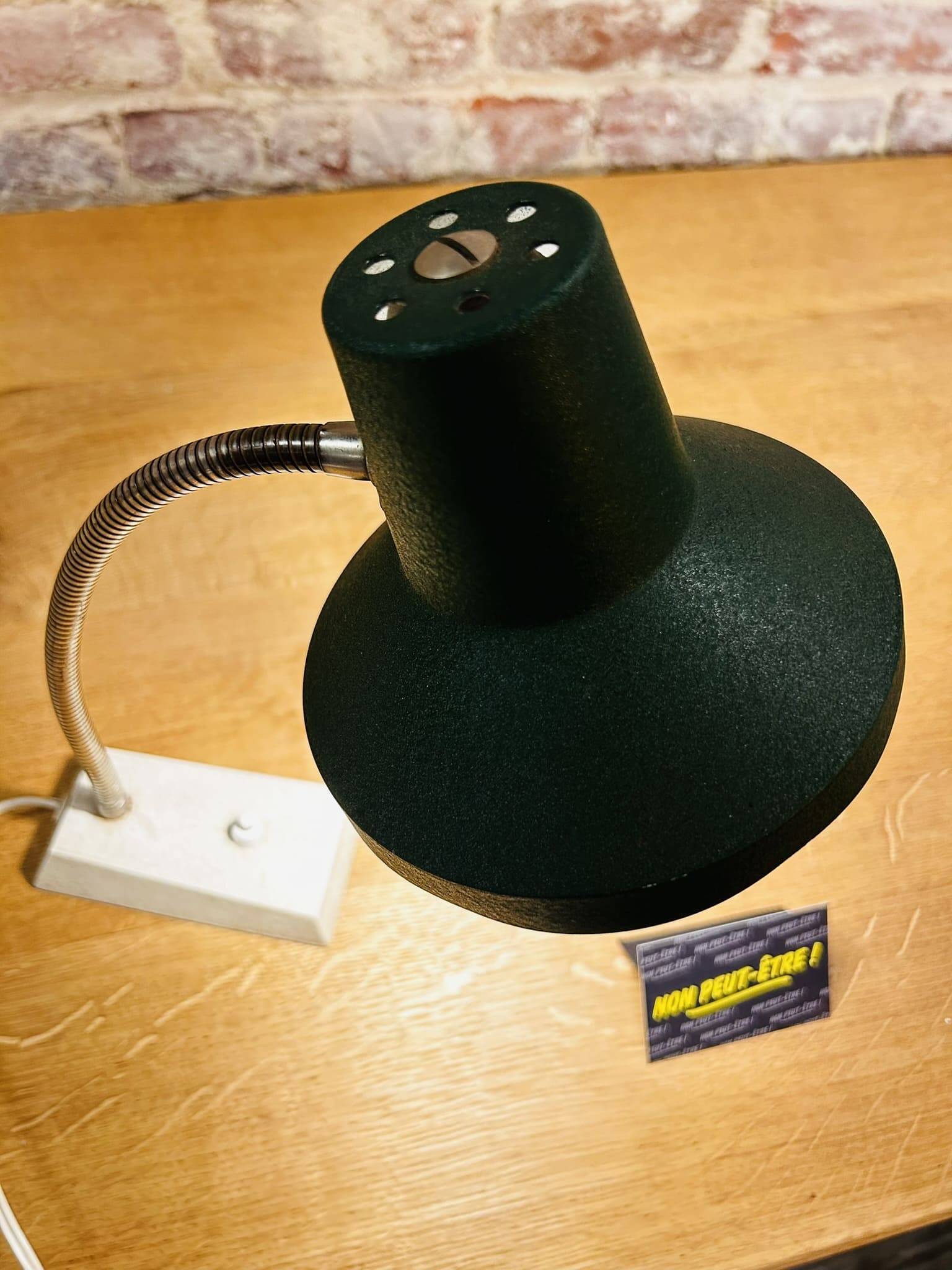 Vintage green and white desk lamp