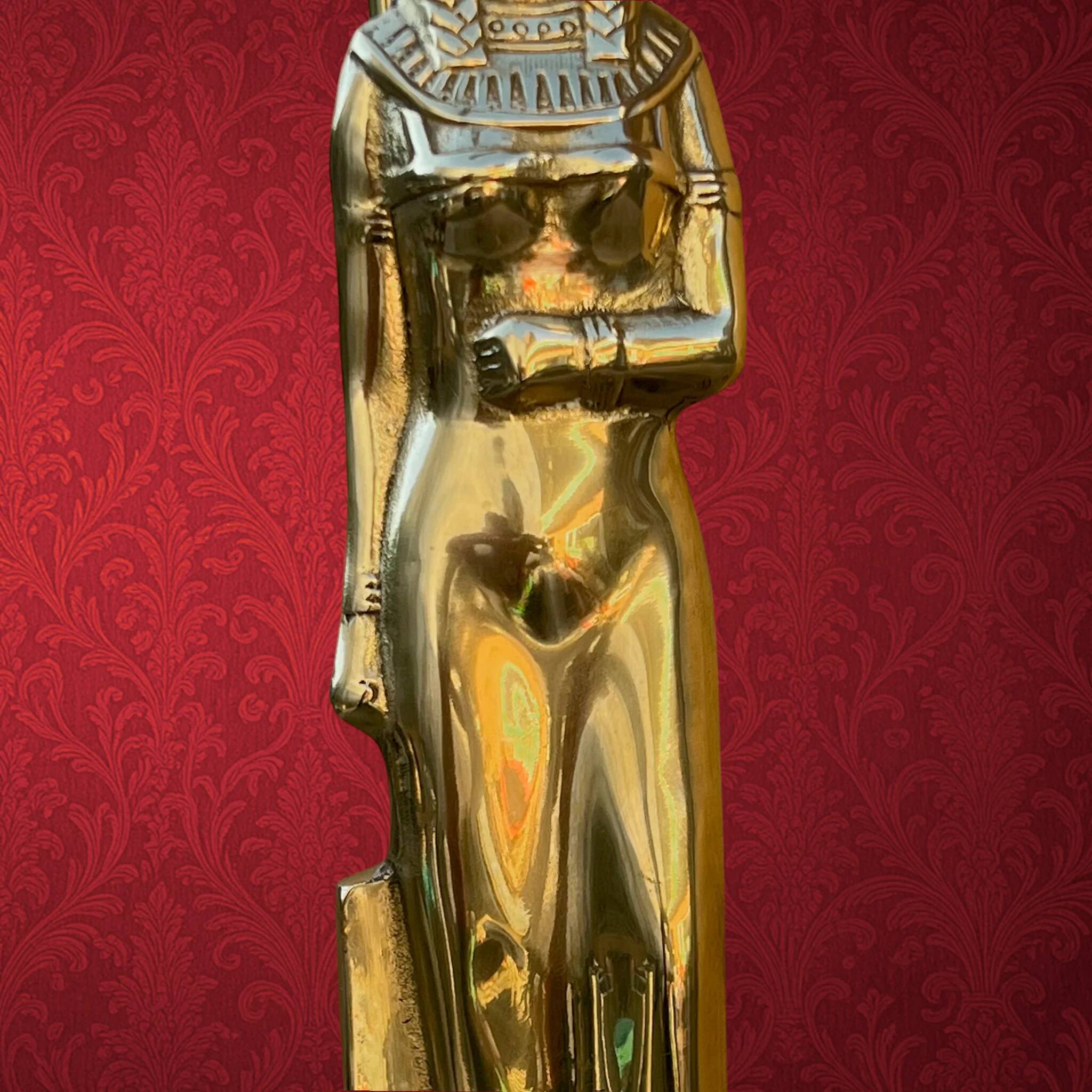 Massive table lamp of Egyptian woman in gilded metal – 1970s-1980s