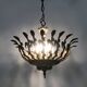 Half-basket chandelier with 5 lights in bronze and Spanish ceramic. 1960s