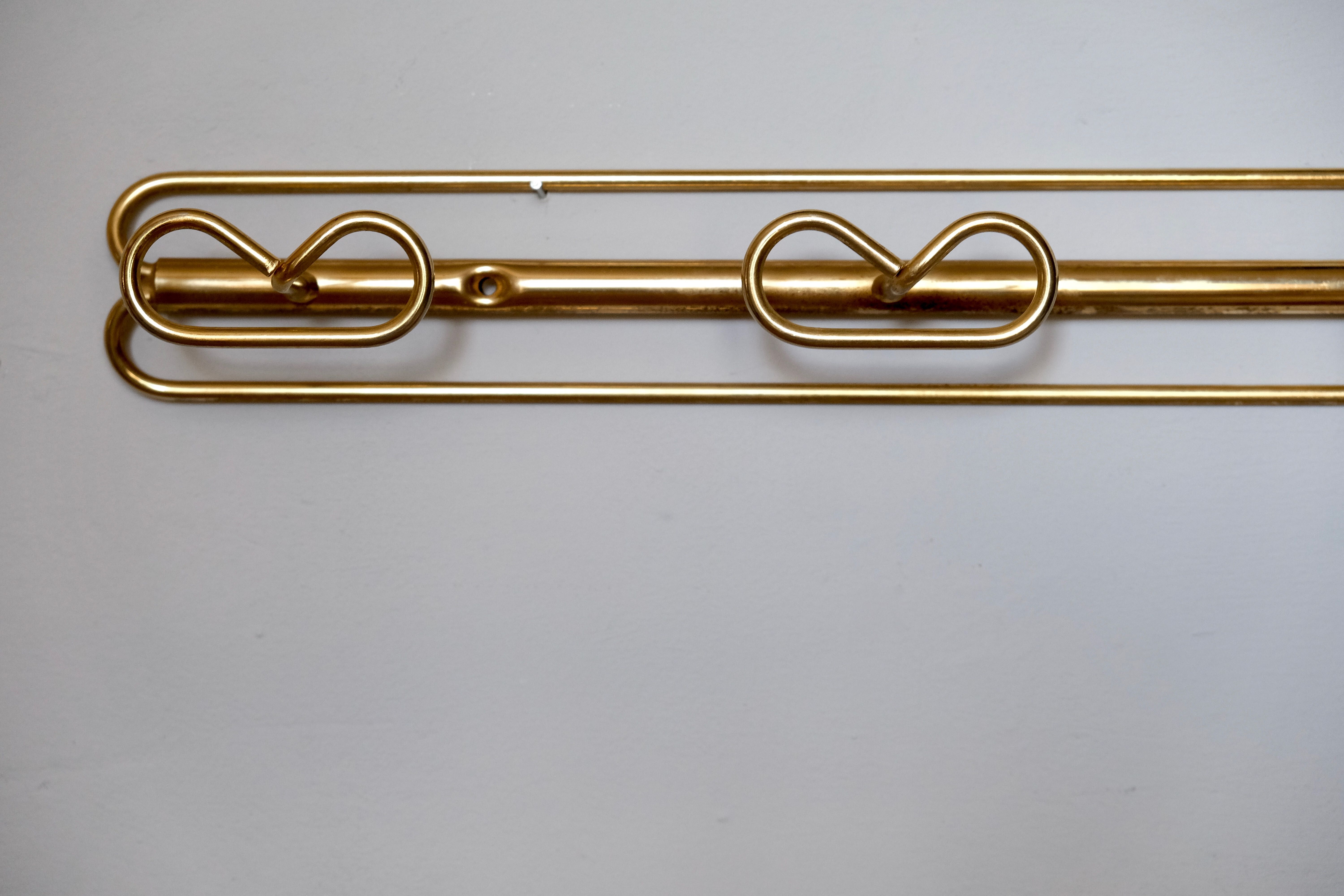 Patère en métal doré des années 50