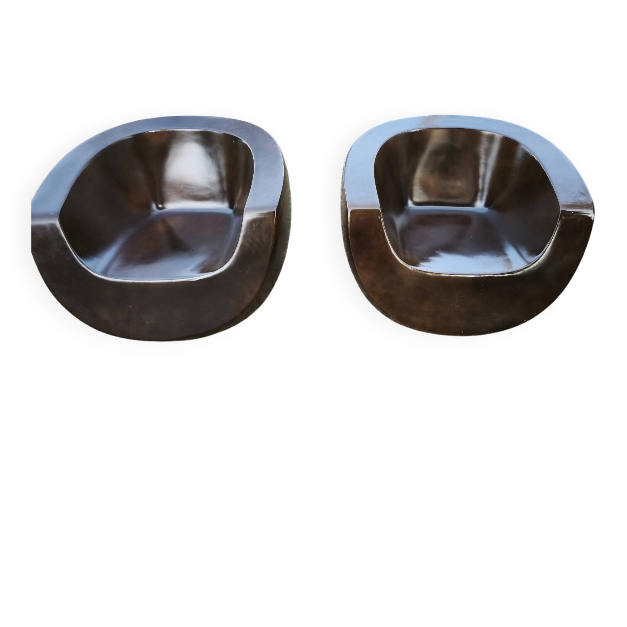 Pair of Moon armchairs in fibreglass