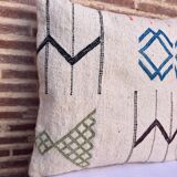 Housse de coussin marocaine blanche faite à la main (45 x 45 cm)