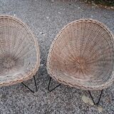 Pair of wicker armchairs