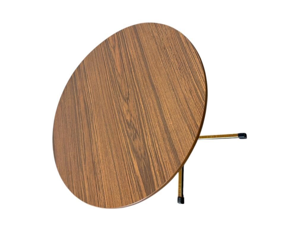 Vintage round side table / side table with black star base