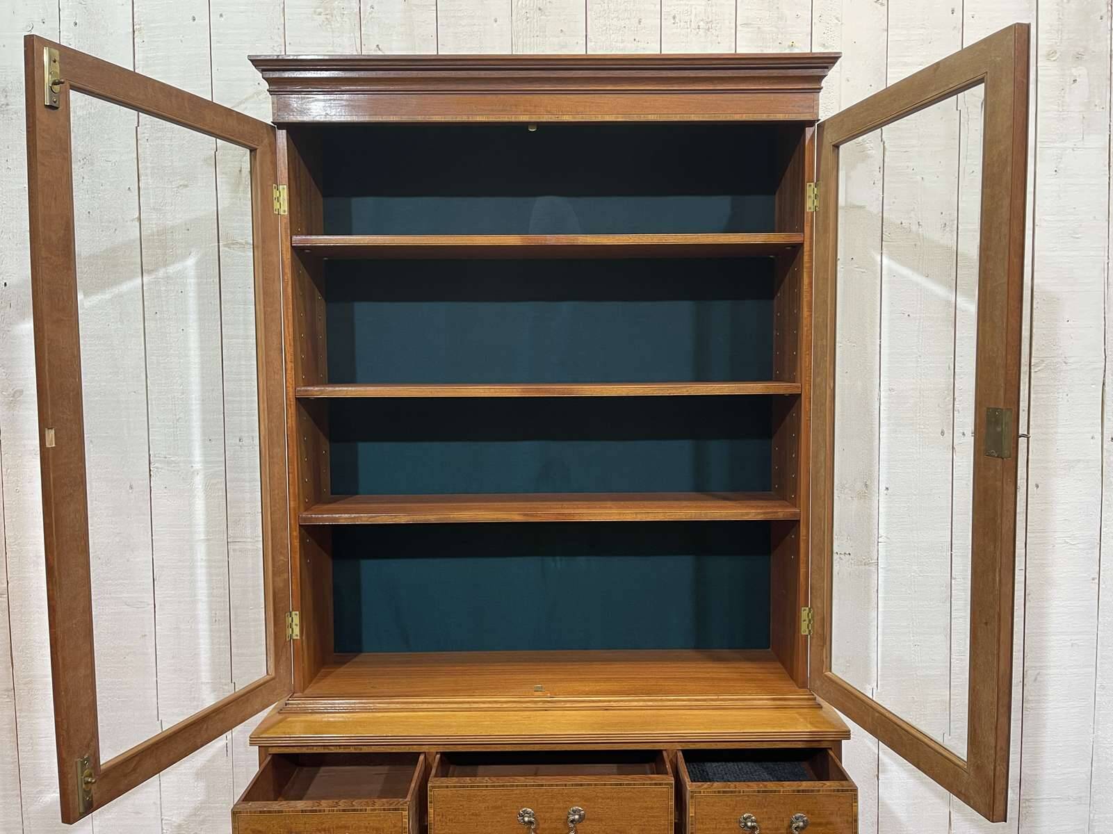 English two-piece mahogany bookcase from the 1950s