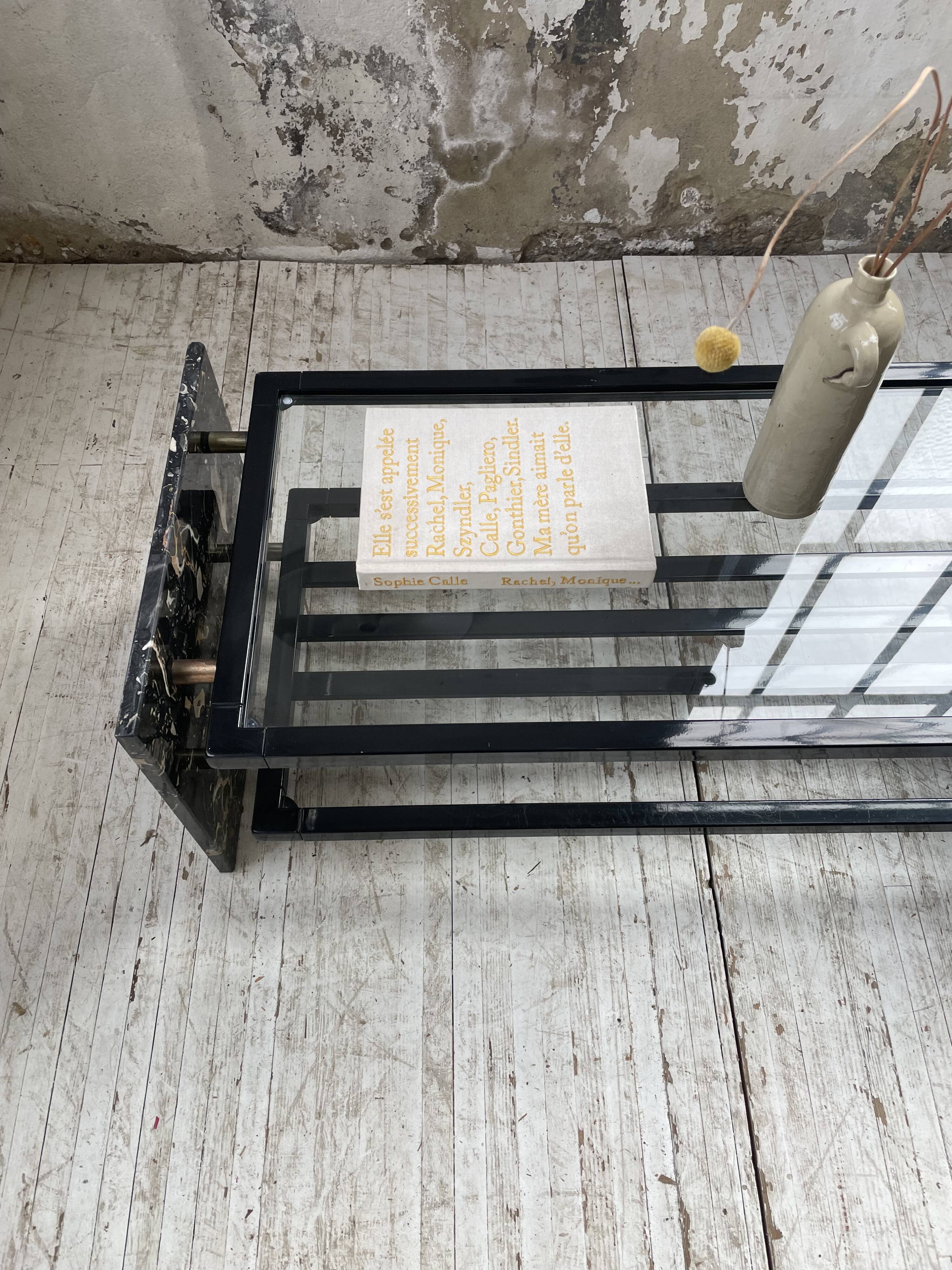 80s Italian marble and glass coffee table