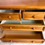 Vintage wooden chest of drawers 3 drawers round buttons country style